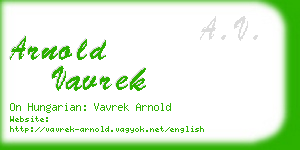 arnold vavrek business card